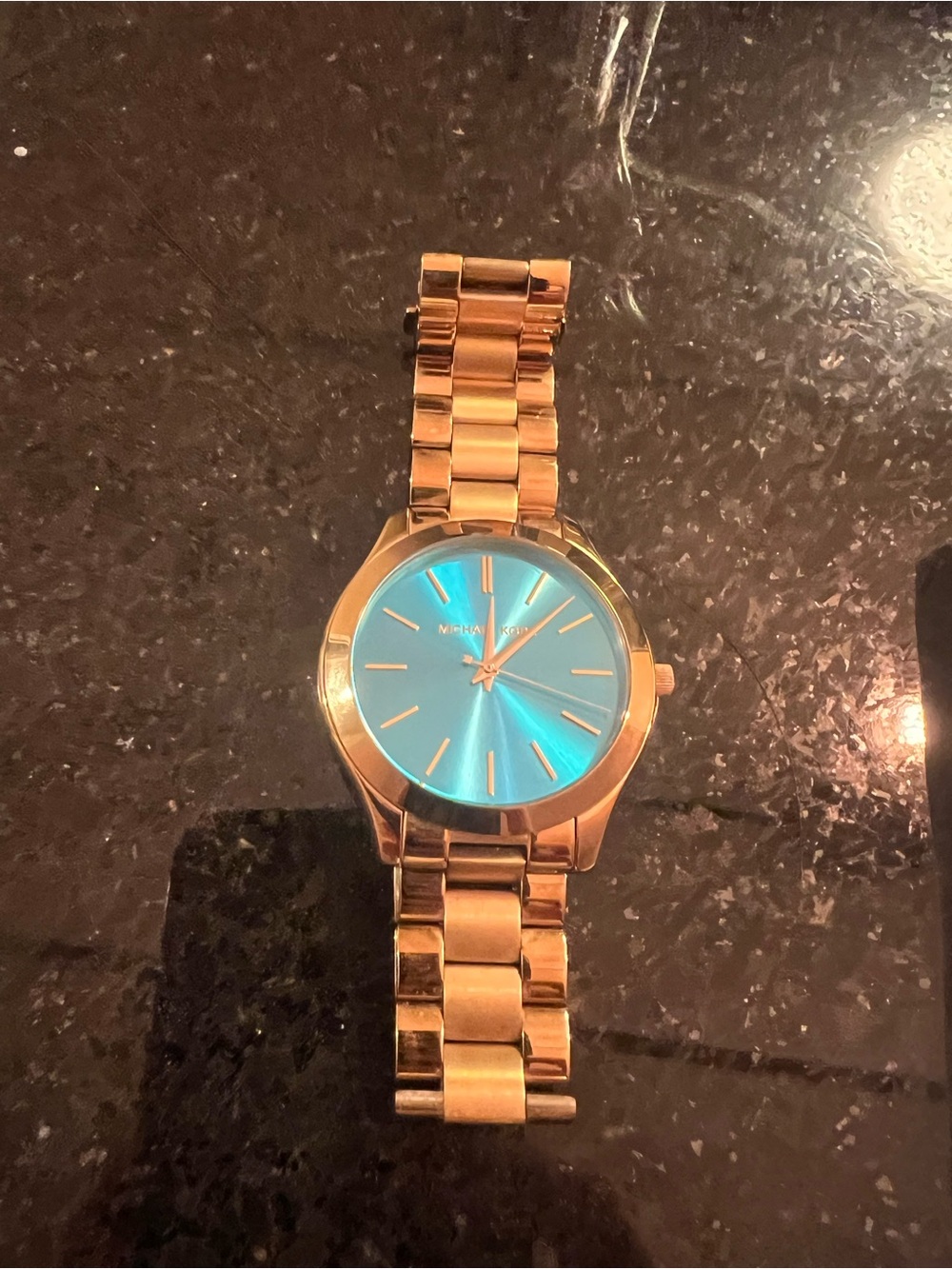 Michael Kors Gold-Tone Bracelet Watch with Turquoise Dial